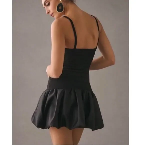 Anthropologie Sunday in BrooklynBlack Bubble Mini Dress-kk15